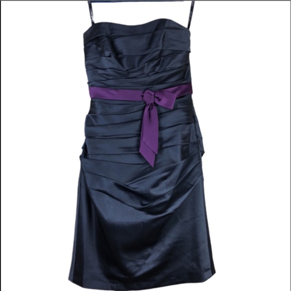 ALFRED ANGELO Little Black Cocktail Satin Rushed Dress Size 0 - Picture 5 of 9